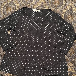 Loft Polka Dot Women's Top - blue and White